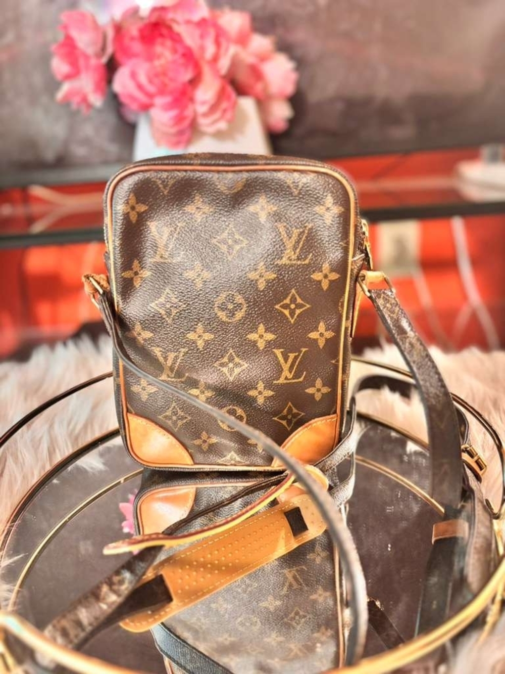 Louis Vuitton Monogram Canvas Crossbody with Tan Leather Accents - Picture 2 of 3